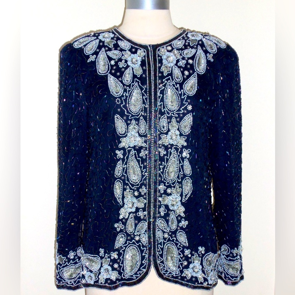 Laurence Kazar Embroidered Vintage Beaded Trophy Jacket Size M